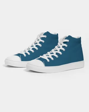 Medium Dark Blue Cyan Women's High-top Canvas Sneakers | Women's | Medium Dark Pure Blue Cyan | C100M25Y0K60