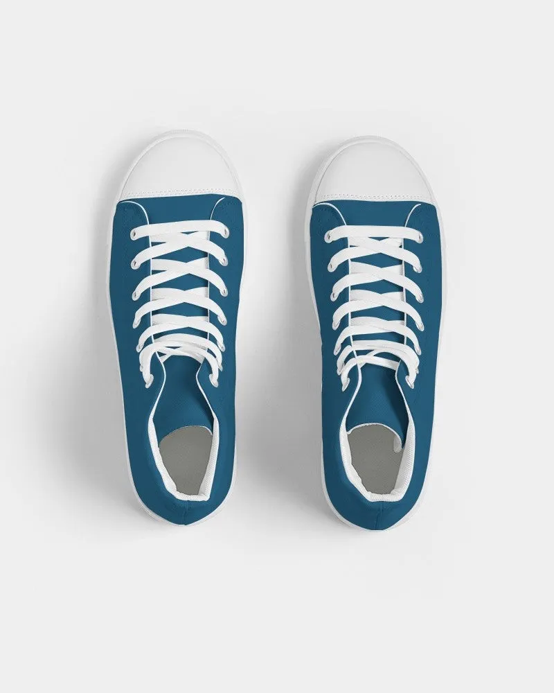 Medium Dark Blue Cyan Women's High-top Canvas Sneakers | Women's | Medium Dark Pure Blue Cyan | C100M25Y0K60