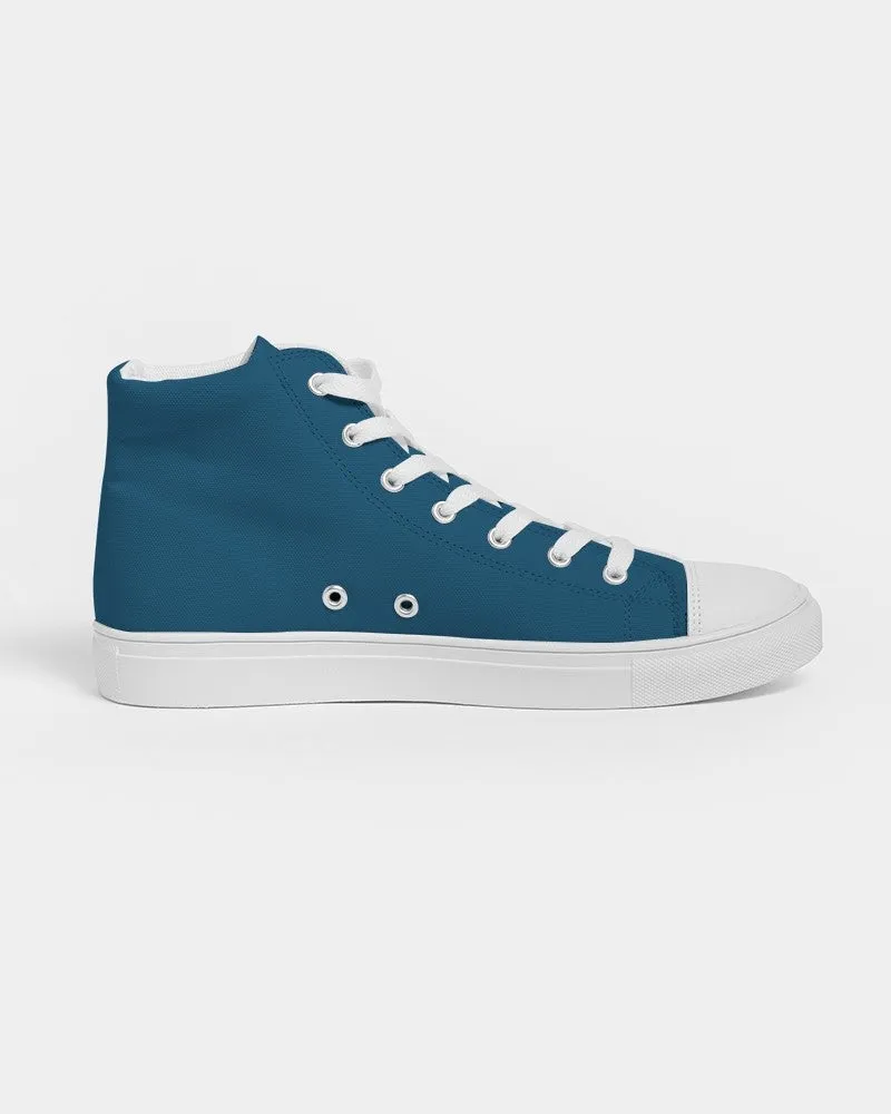 Medium Dark Blue Cyan Women's High-top Canvas Sneakers | Women's | Medium Dark Pure Blue Cyan | C100M25Y0K60