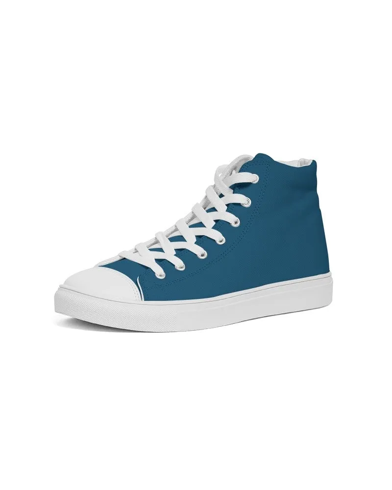 Medium Dark Blue Cyan Women's High-top Canvas Sneakers | Women's | Medium Dark Pure Blue Cyan | C100M25Y0K60