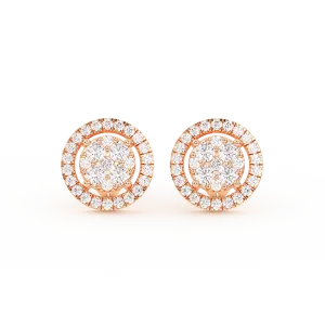 Men's Double-Frame Cluster Diamond Stud Earrings 0.54ct 14K Gold