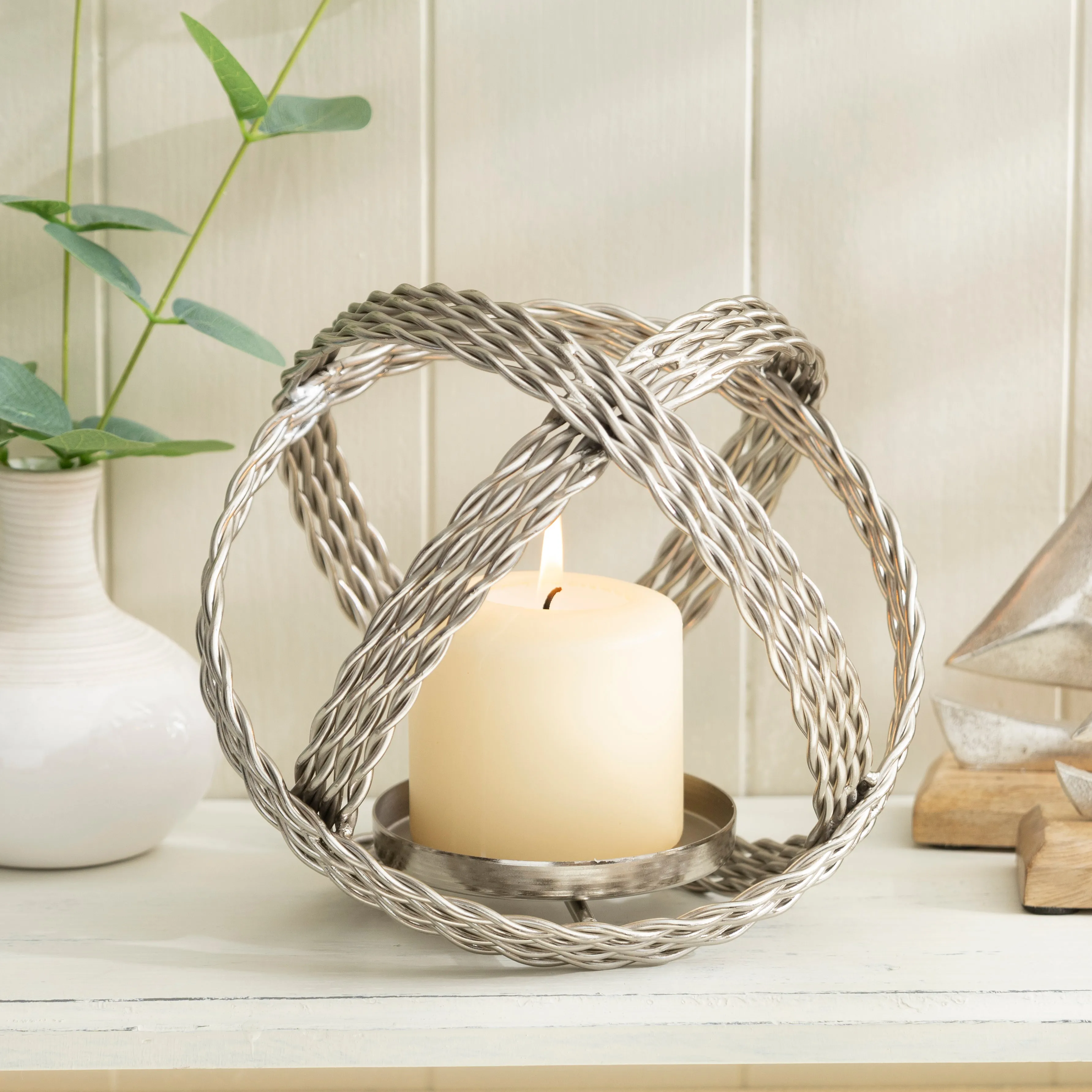 Metal Rope Ball Candle Holder