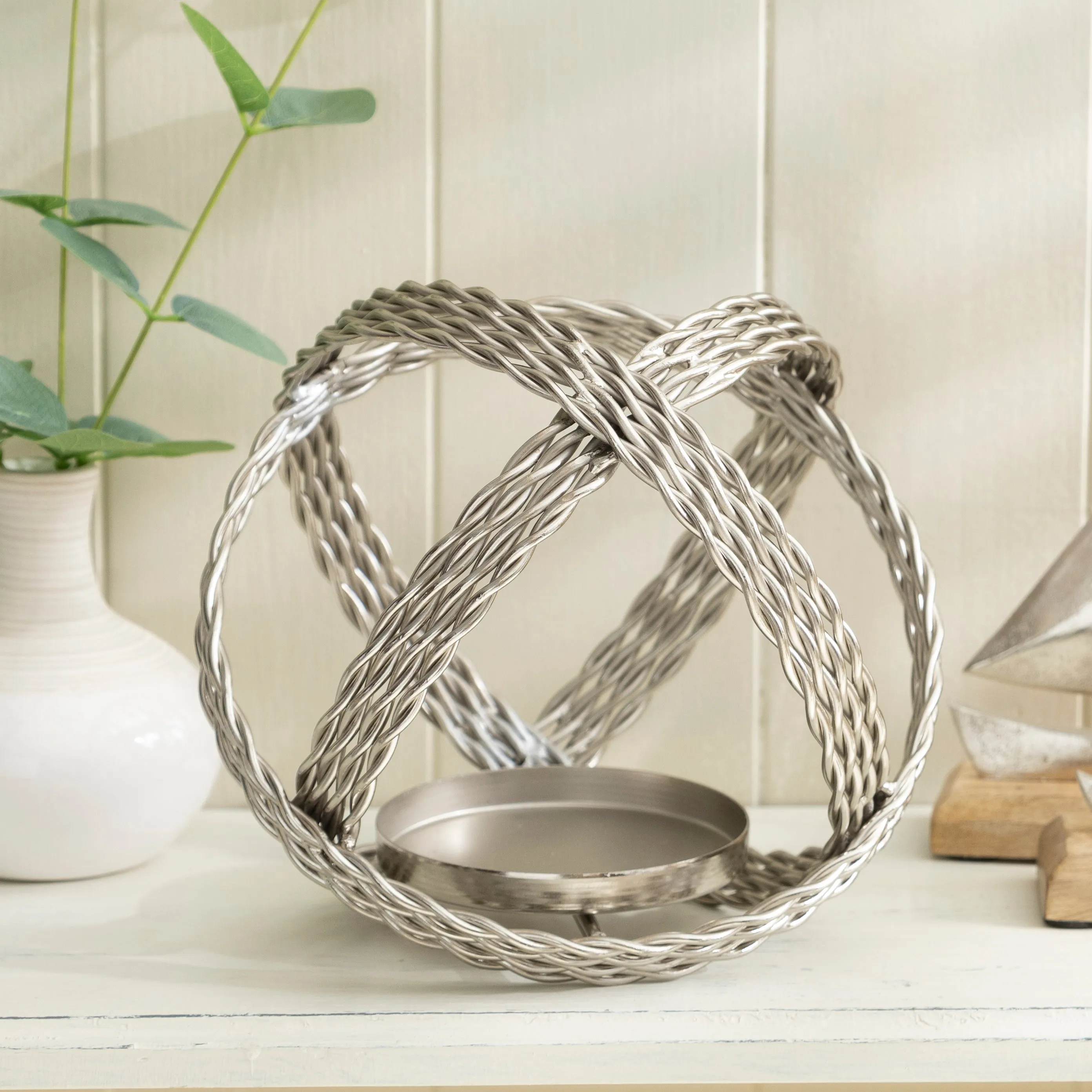 Metal Rope Ball Candle Holder