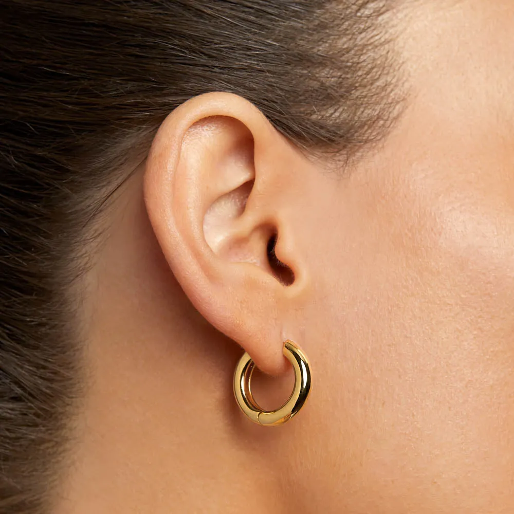 Midi Curve Hoop Earrings in Gold