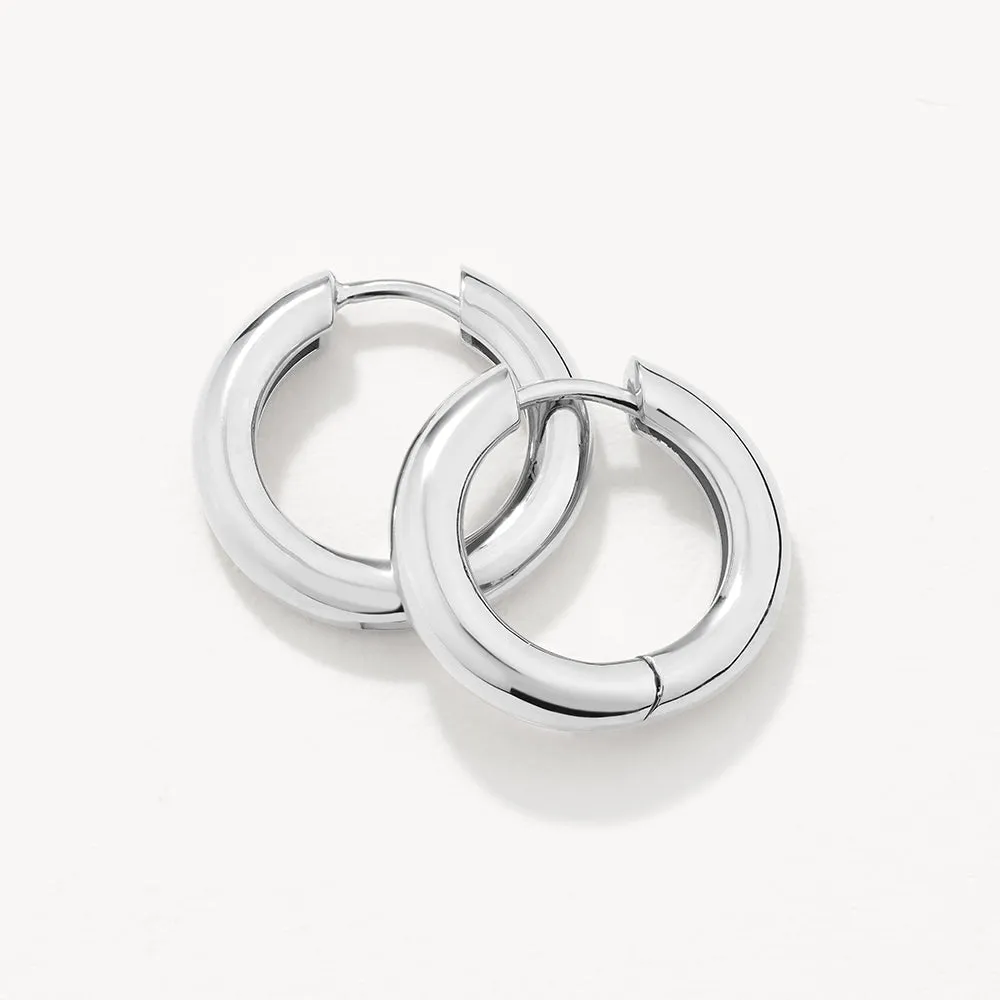 Midi Curve Hoop Earrings in Silver