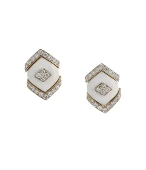 Mini Manhattan Stud Earrings, White Enamel