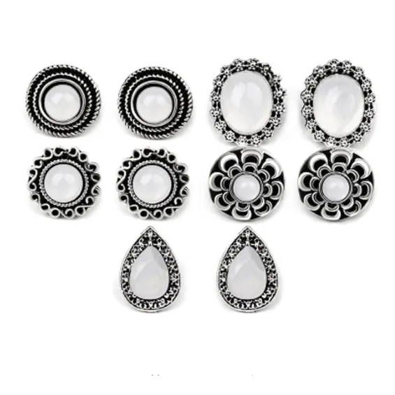 Mix & Match Five Piece Vintage Opal Stud Earring Ensemble