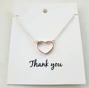 MIXED SILVER & ROSE GOLD HEART NECKLACE**