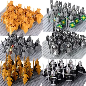 MOC Medieval Dwarf Warrior Elves Knights lotr Figures Building Blocks Accessories Armor Shield Weapon DIY Toys For Children gift