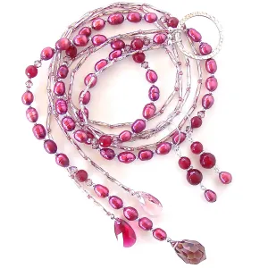 Moon Maiden: Pink Lariat Style Necklace