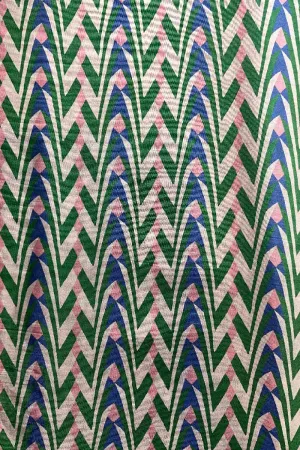 Multicolor Abstract Herringbone Pattern Printed Natural Muslin Silk Fabric