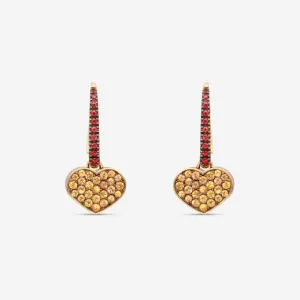 Nanis 18K Yellow Gold Orange & Red Sapphire Drop Earrings OS6-506