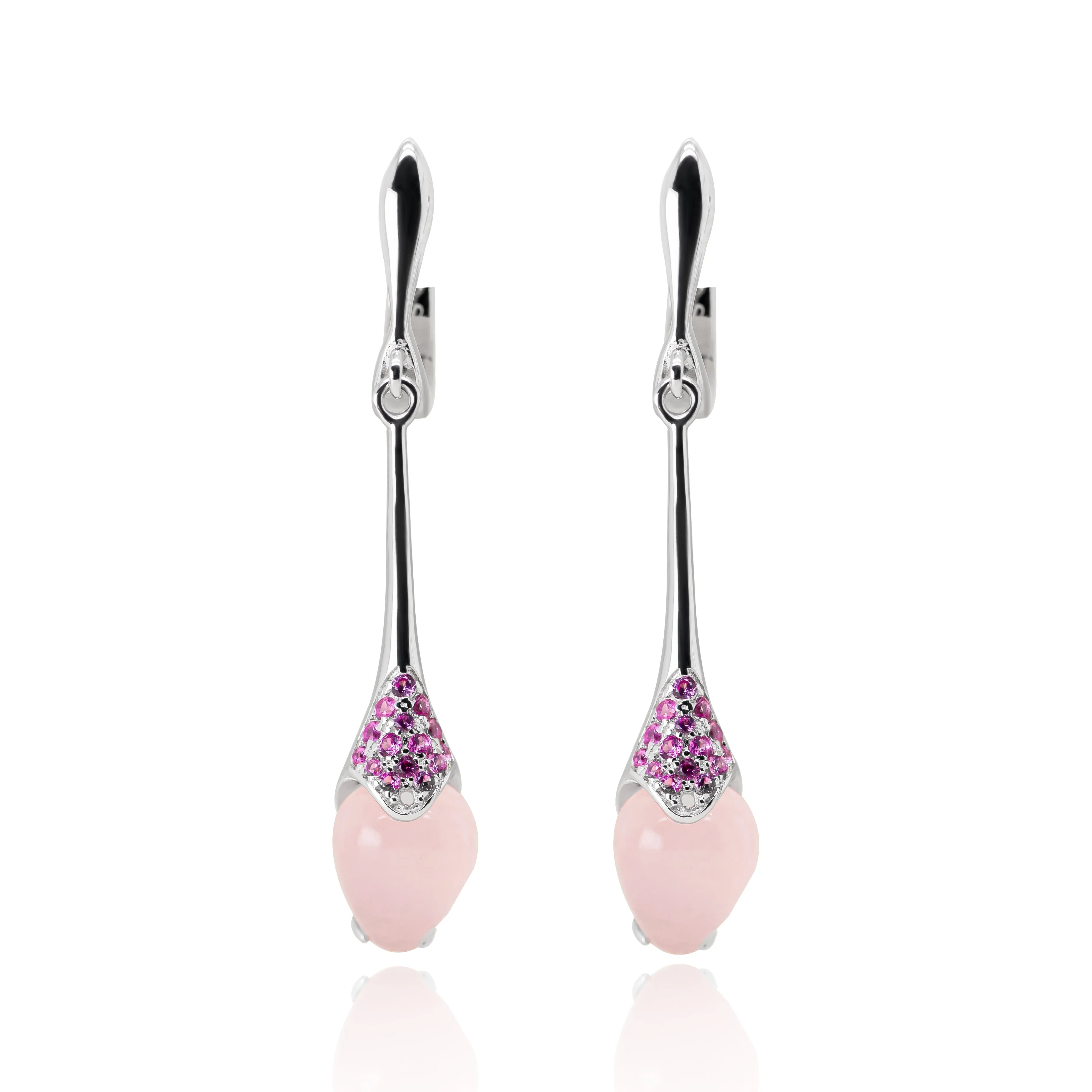 Nora Pink Calcedony Earrings in Sterling Silver