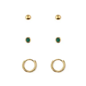 Orelia Emerald Stud & Hoop Earrings