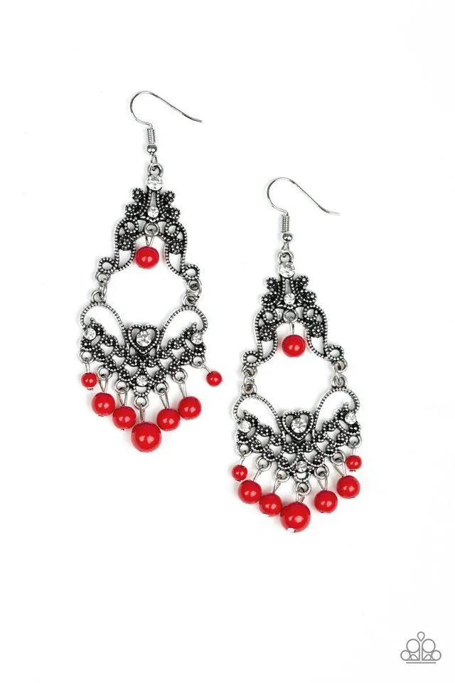 Paparazzi Earring ~ Colorfully Cabaret - Red