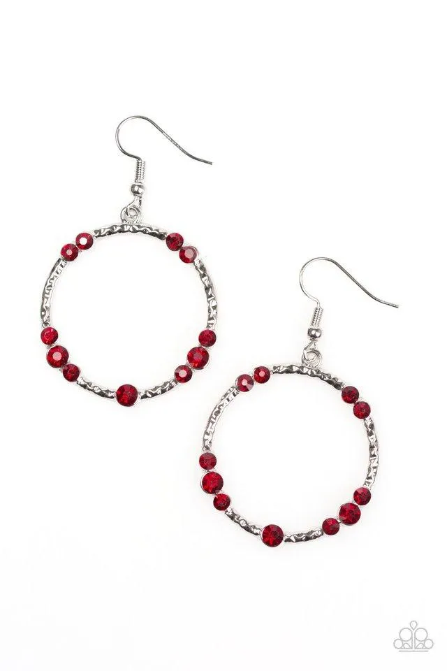 Paparazzi Earring ~ Glitter Gathering - Red