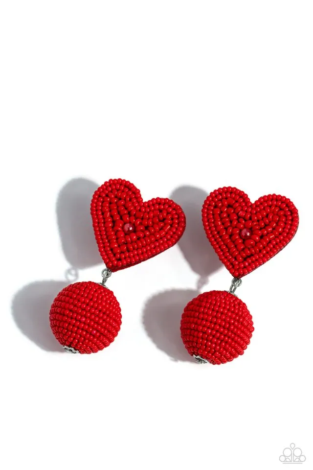 Paparazzi Earring ~ Spherical Sweethearts - Red