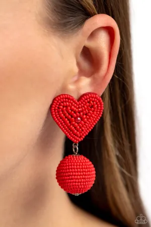 Paparazzi Earring ~ Spherical Sweethearts - Red