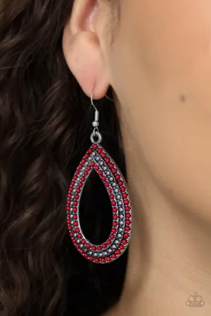 Paparazzi Earring ~ Tear Tracks - Red