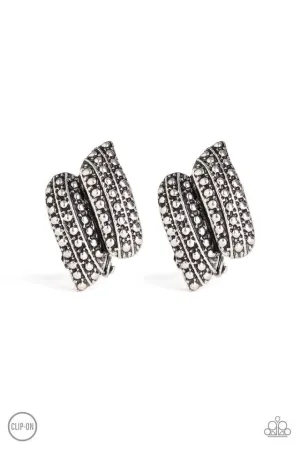 Paparazzi Earring ~ Texture Twist - Silver