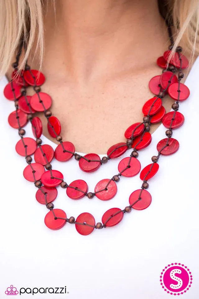 Paparazzi Necklace ~ Tiki Tango - Red