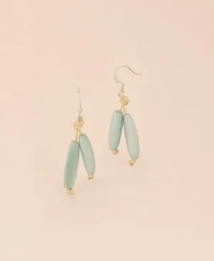 Pastel Blue Tagua Tube Earrings