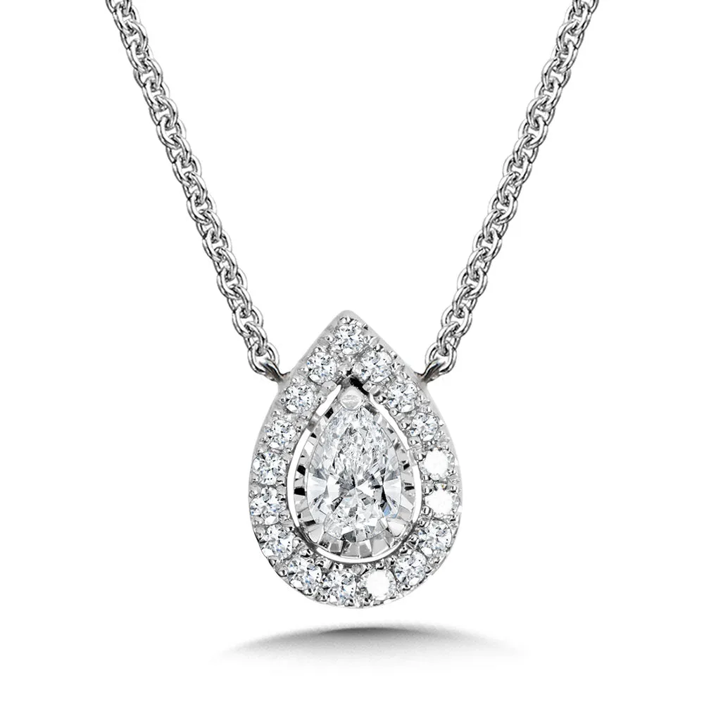 Pear-Cut, Diamond Star, Heavenly Halo Pendant (1/3 ctw)