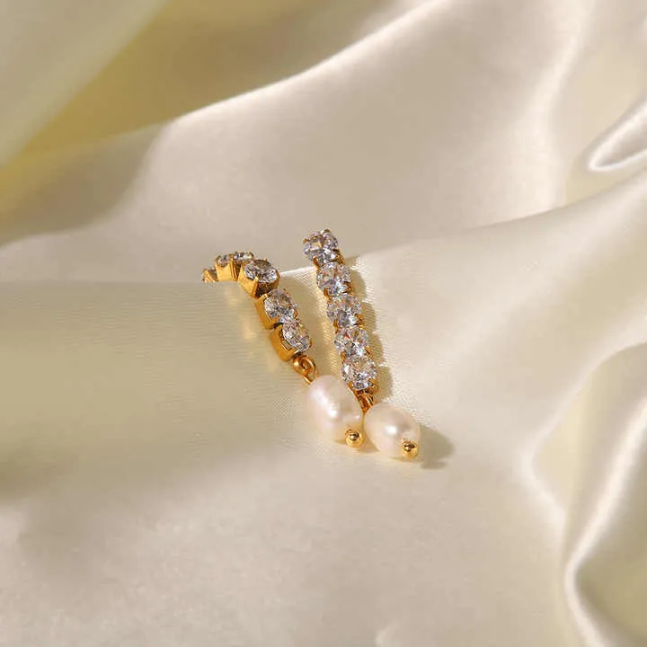 Pearl Drop Diamond Earrings