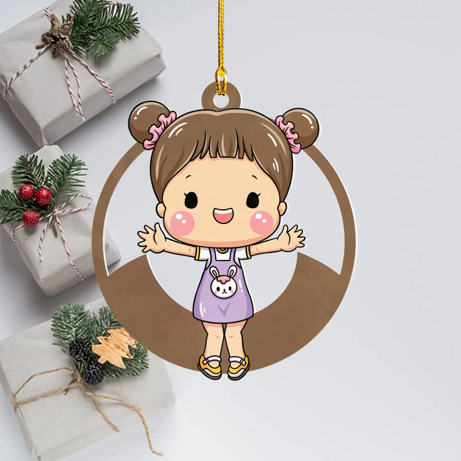 Personalized Xmas Decorations | Custom Acrylic Fun Holiday Christmas Décor | Keepsake Ornaments | Cute Girl