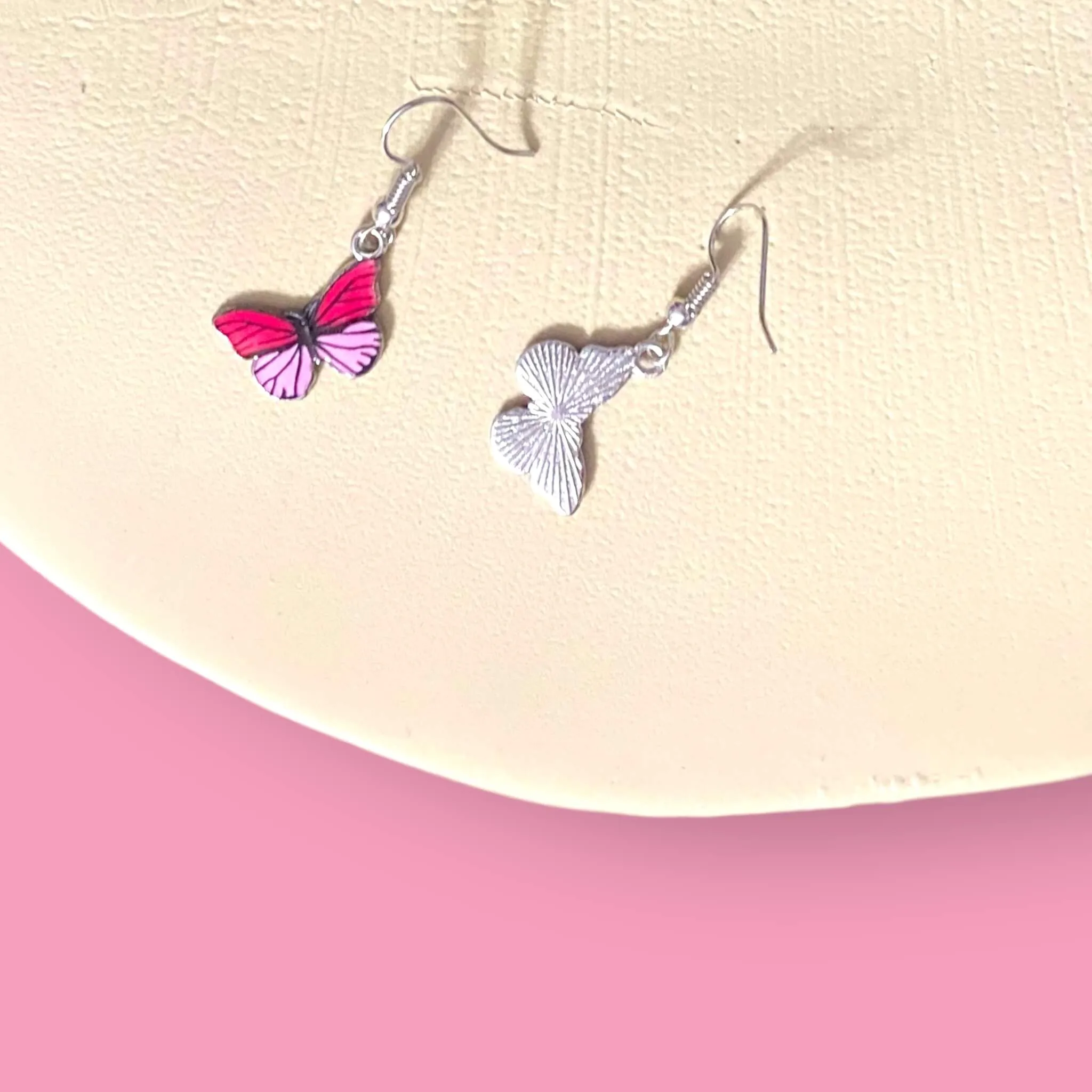 Pink Butterfly Dangle Earrings