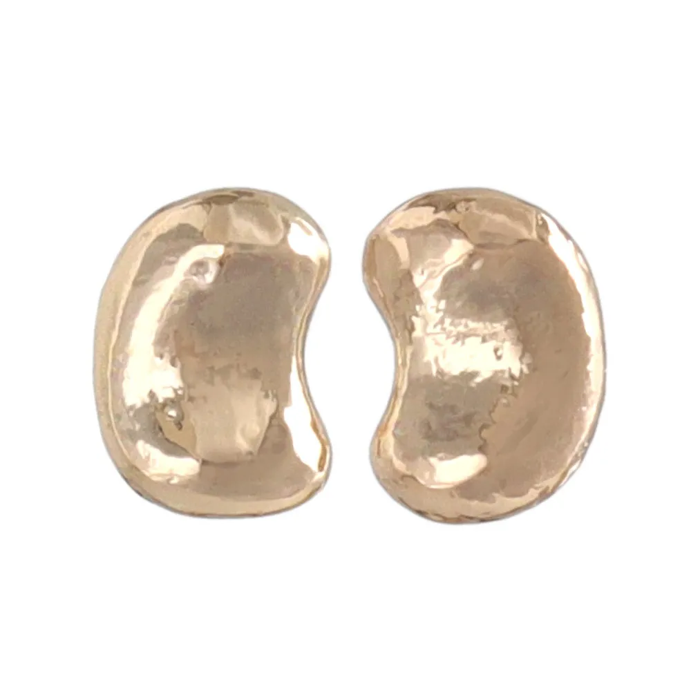 Pink Gold Tone Bean Studs