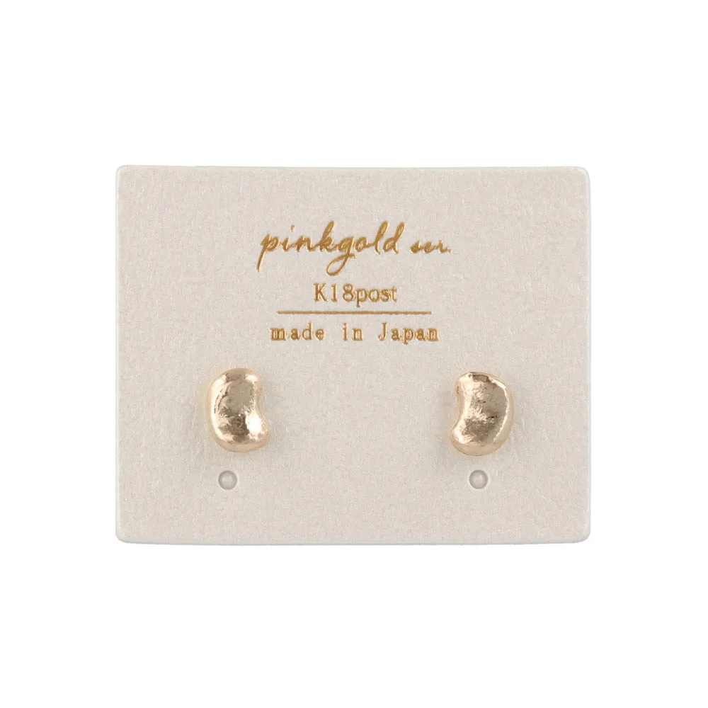 Pink Gold Tone Bean Studs