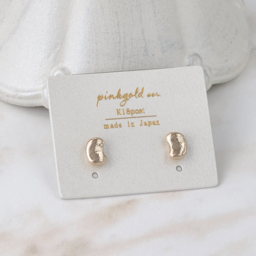 Pink Gold Tone Bean Studs