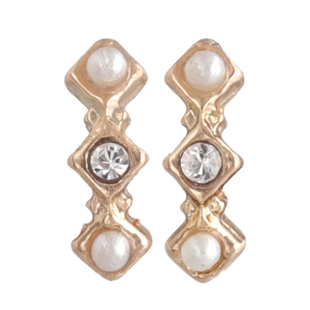 Pink Gold Tone Gemline Studs