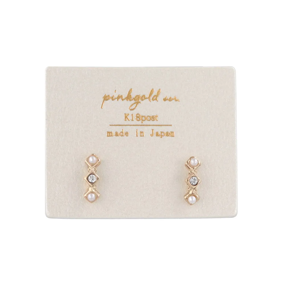 Pink Gold Tone Gemline Studs