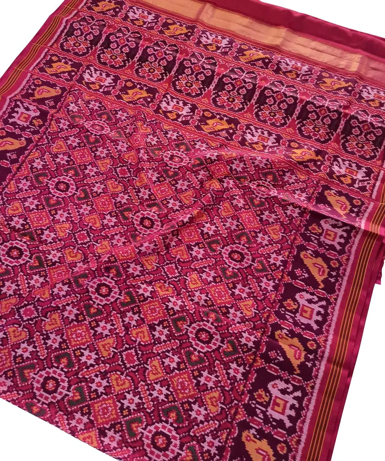 Pink Patola Handloom Silk Saree - Semi Patan Design