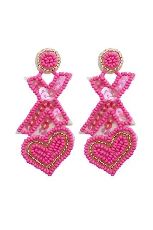 Pink Valentine Beaded Earrings