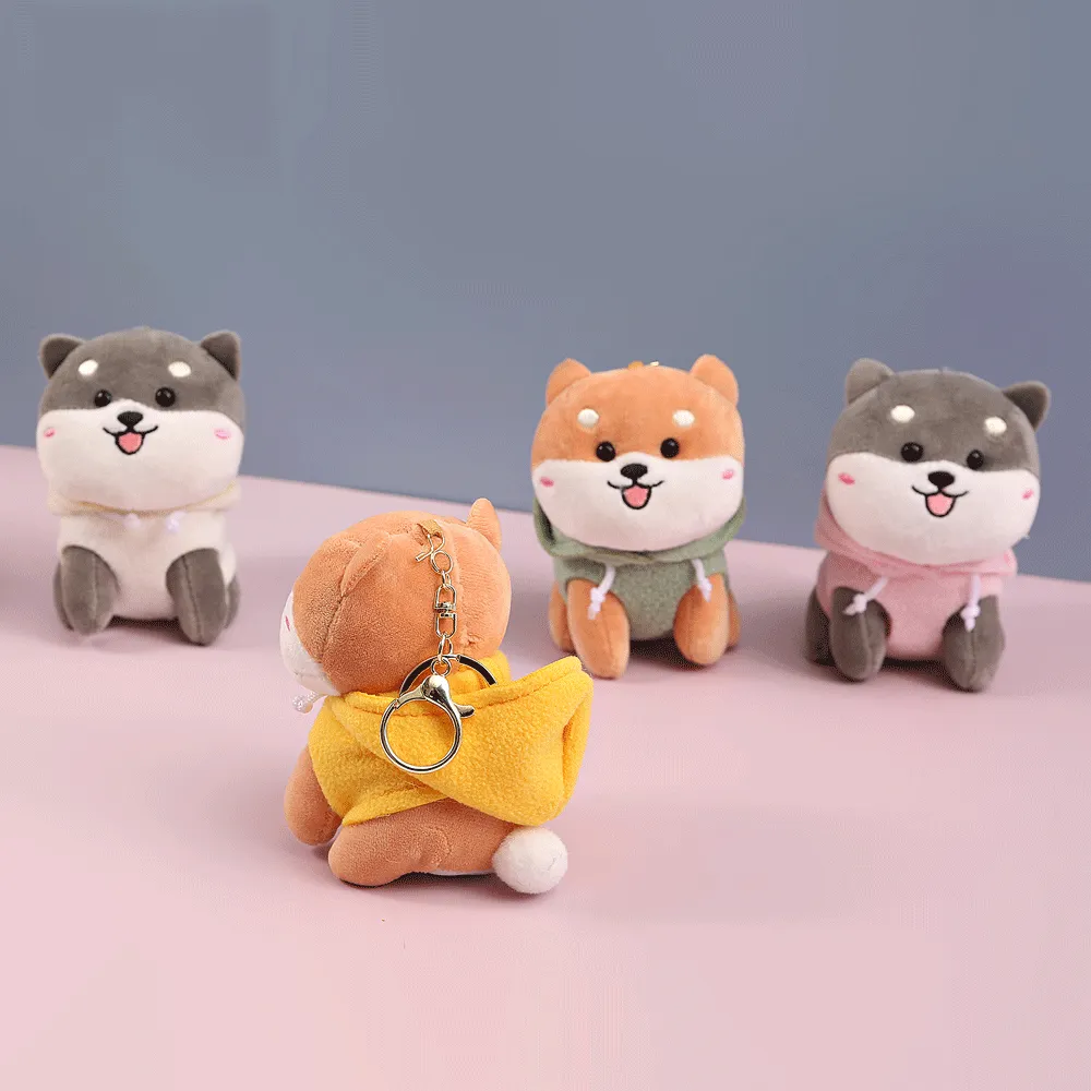 Plush cute stuffed dog adorable keychains.