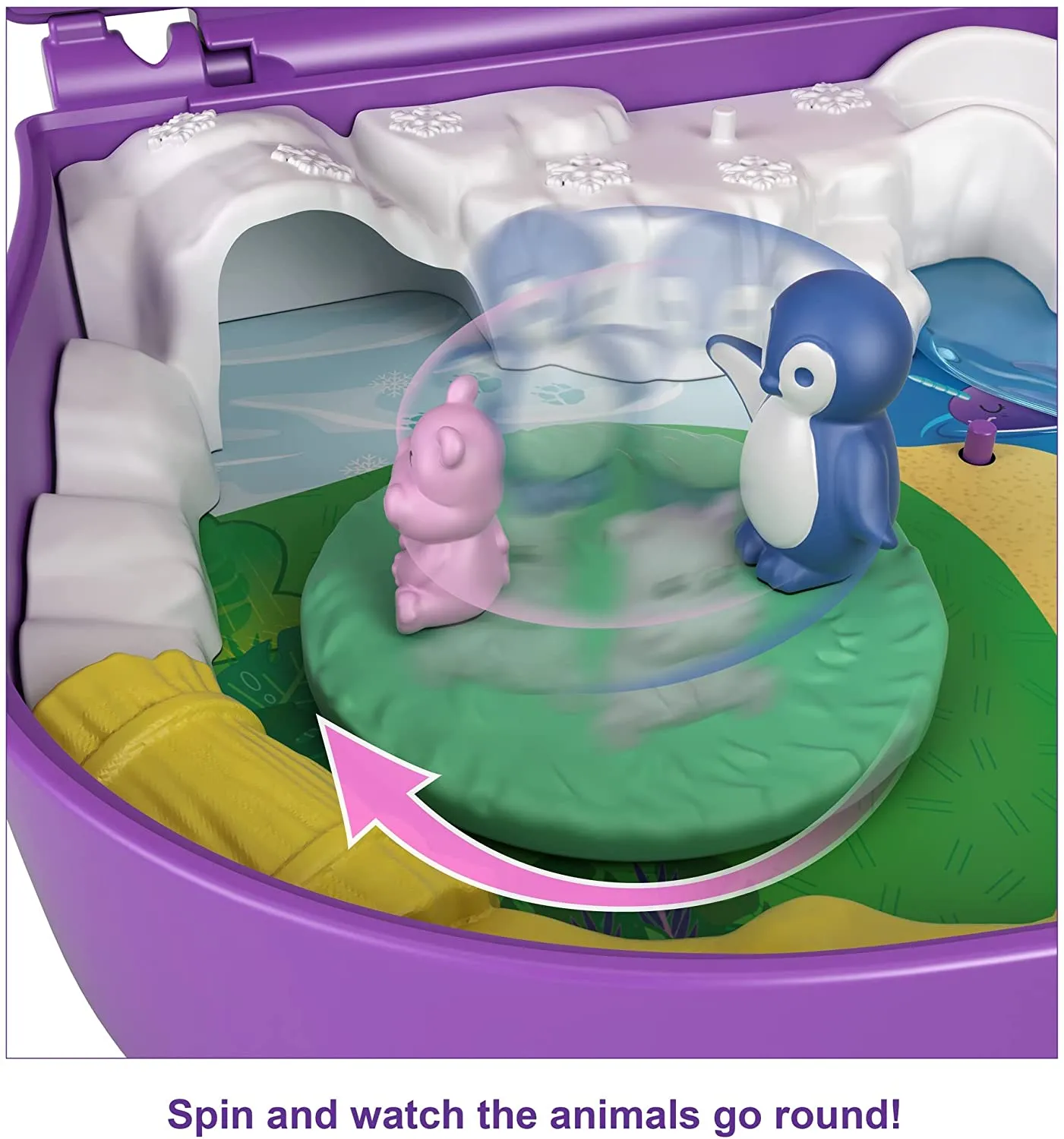 Polly Pocket Elephant Adventure Compact, Animal Theme with Micro Polly & Bella Dolls, 5 Reveals & 13 Related Accessories, Pop & Swap Feature