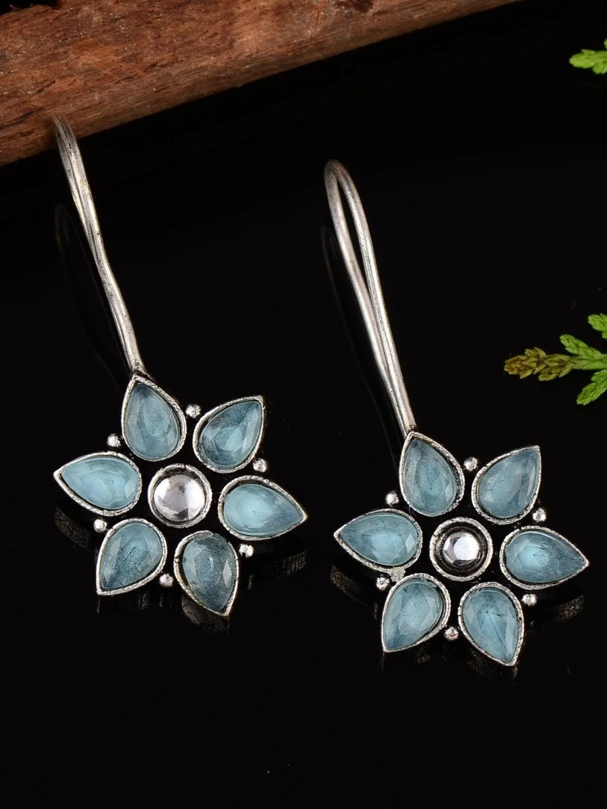 Premium Quality Oxidised Stone Hook Earrings for Casual Wear | Sarichka