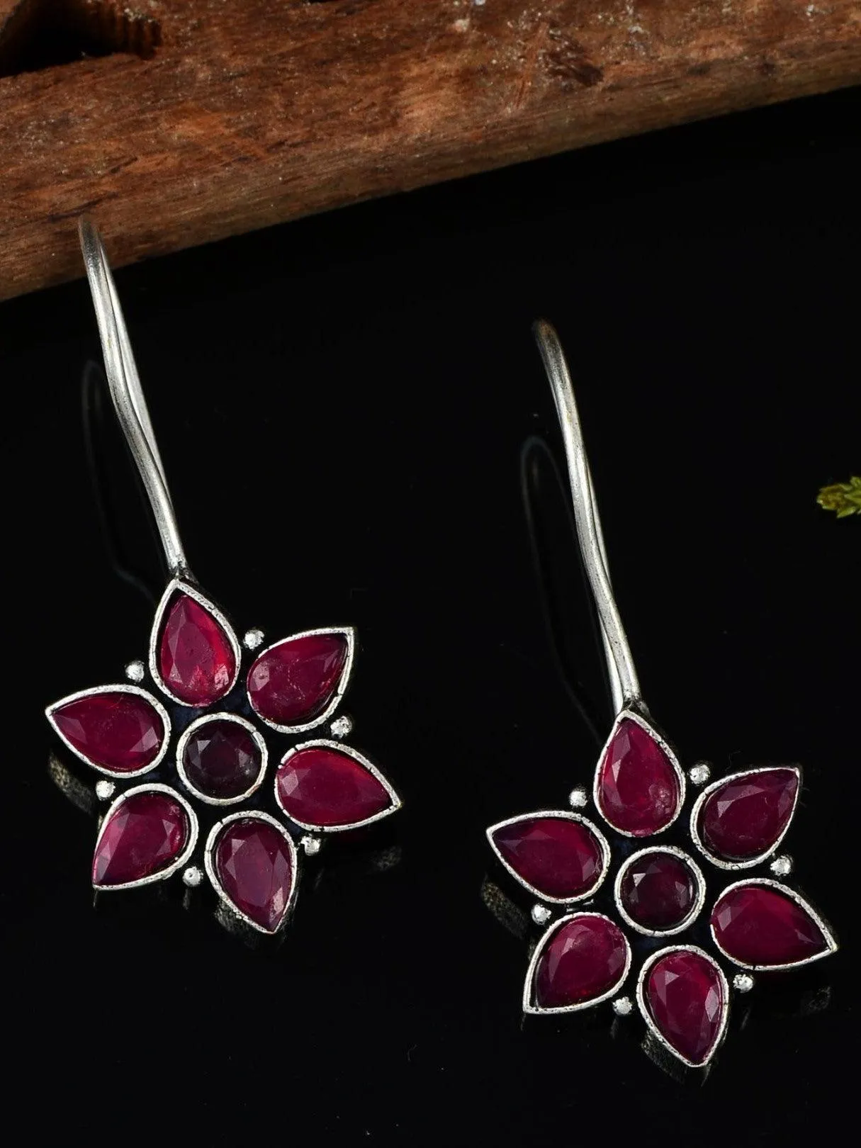 Premium Quality Oxidised Stone Hook Earrings for Casual Wear | Sarichka