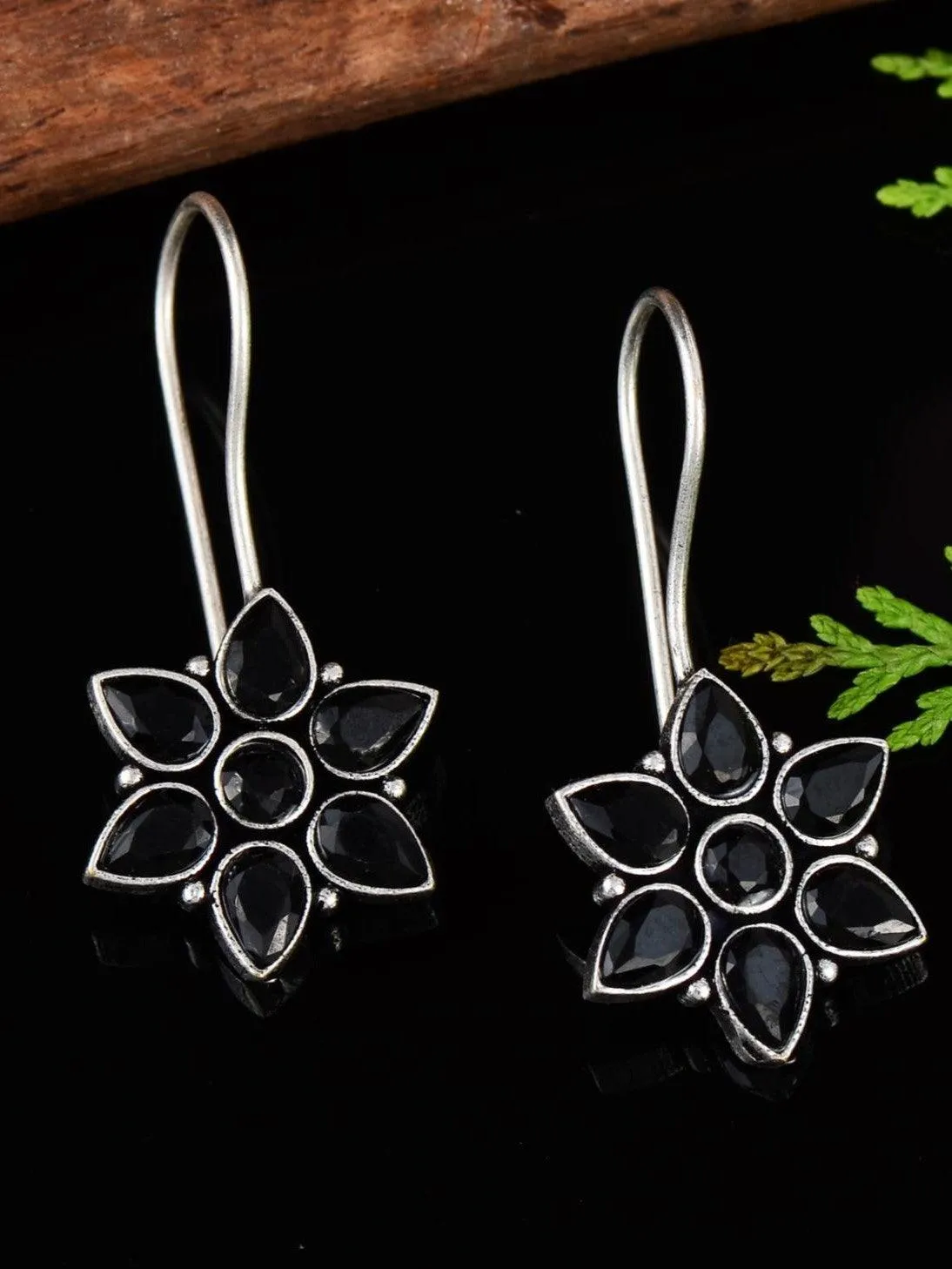 Premium Quality Oxidised Stone Hook Earrings for Casual Wear | Sarichka