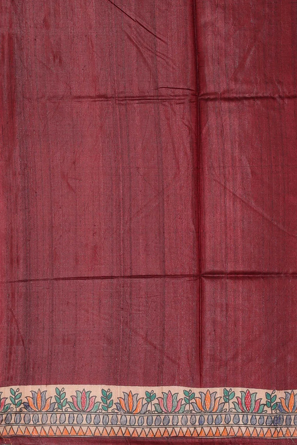 Printed Tussar Silk Maroon Saree