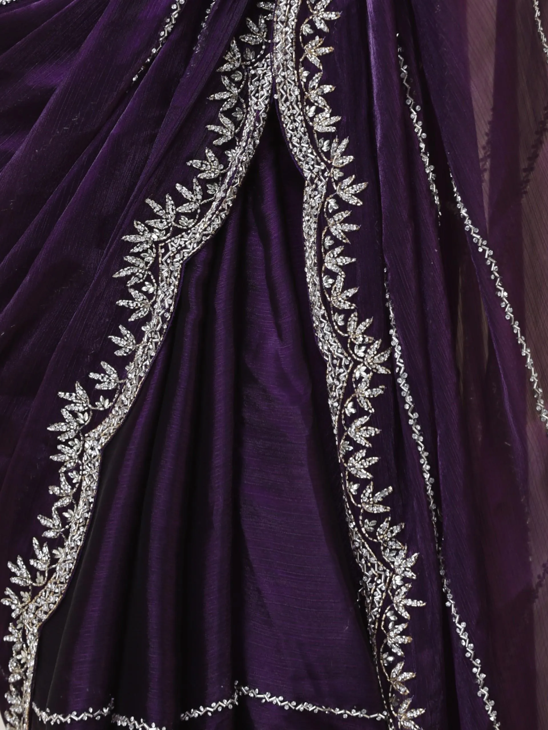 Prized Possession Purple Organza Chiffon Saree with Cut Dana Embroidery with Embroidered Blouse Fabric