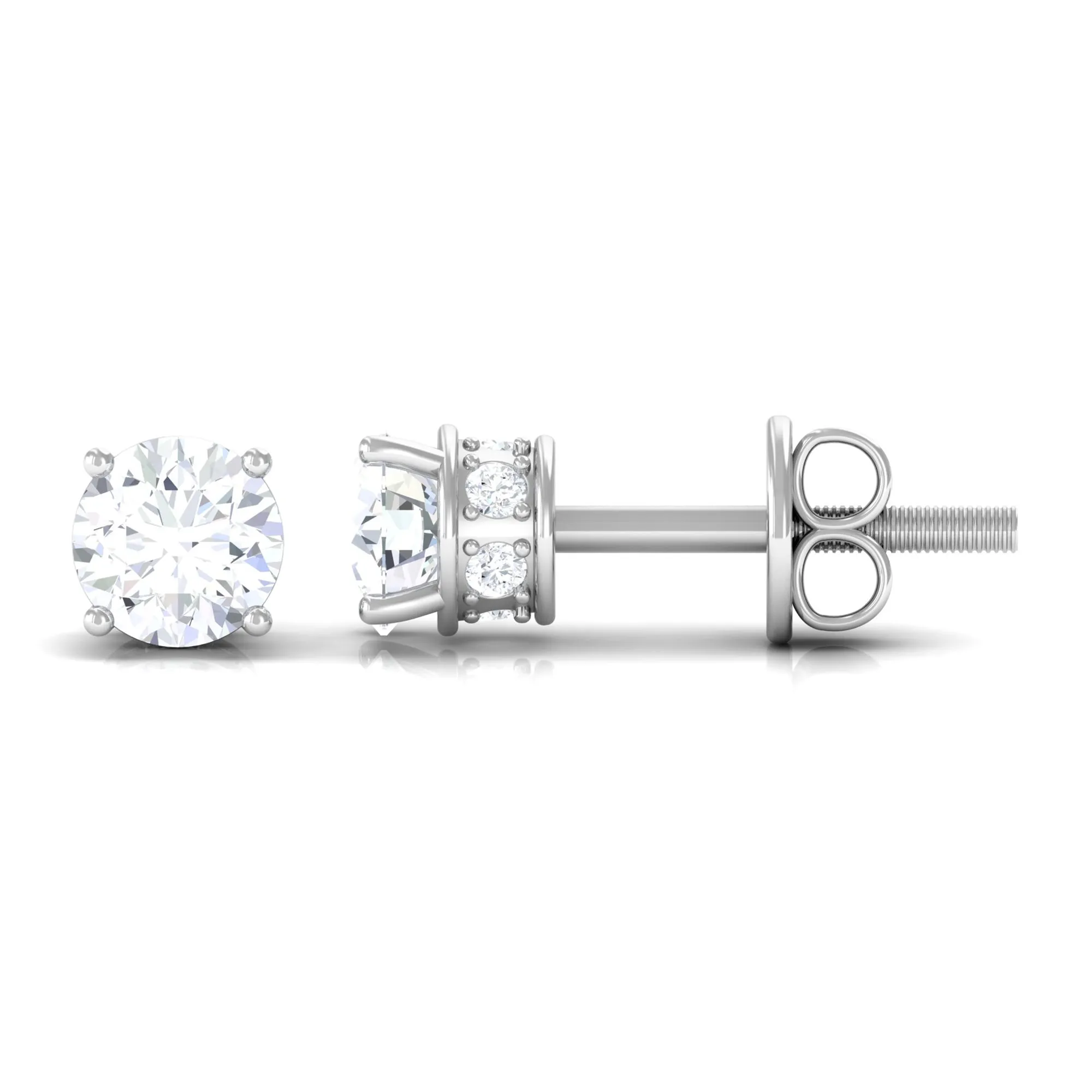 Prong Set Round Diamond Solitaire Stud Earrings