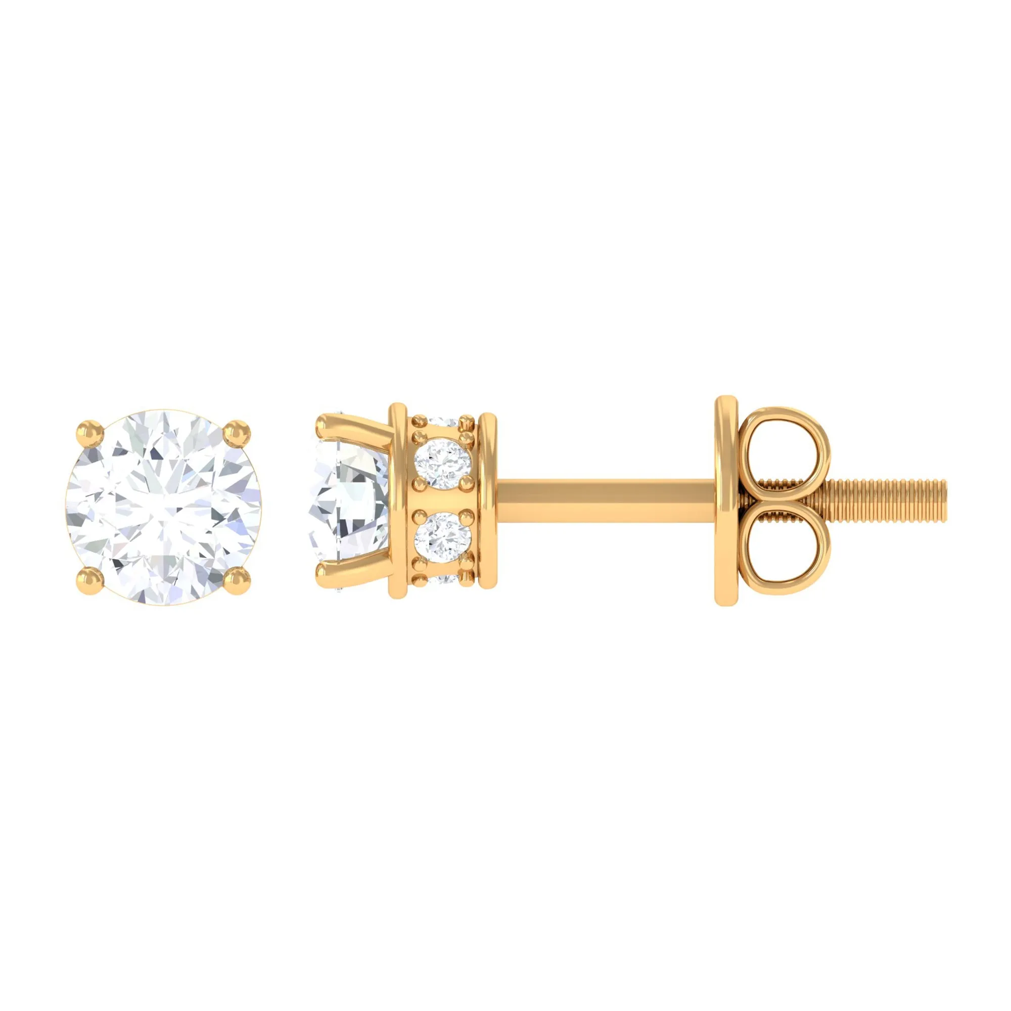 Prong Set Round Diamond Solitaire Stud Earrings