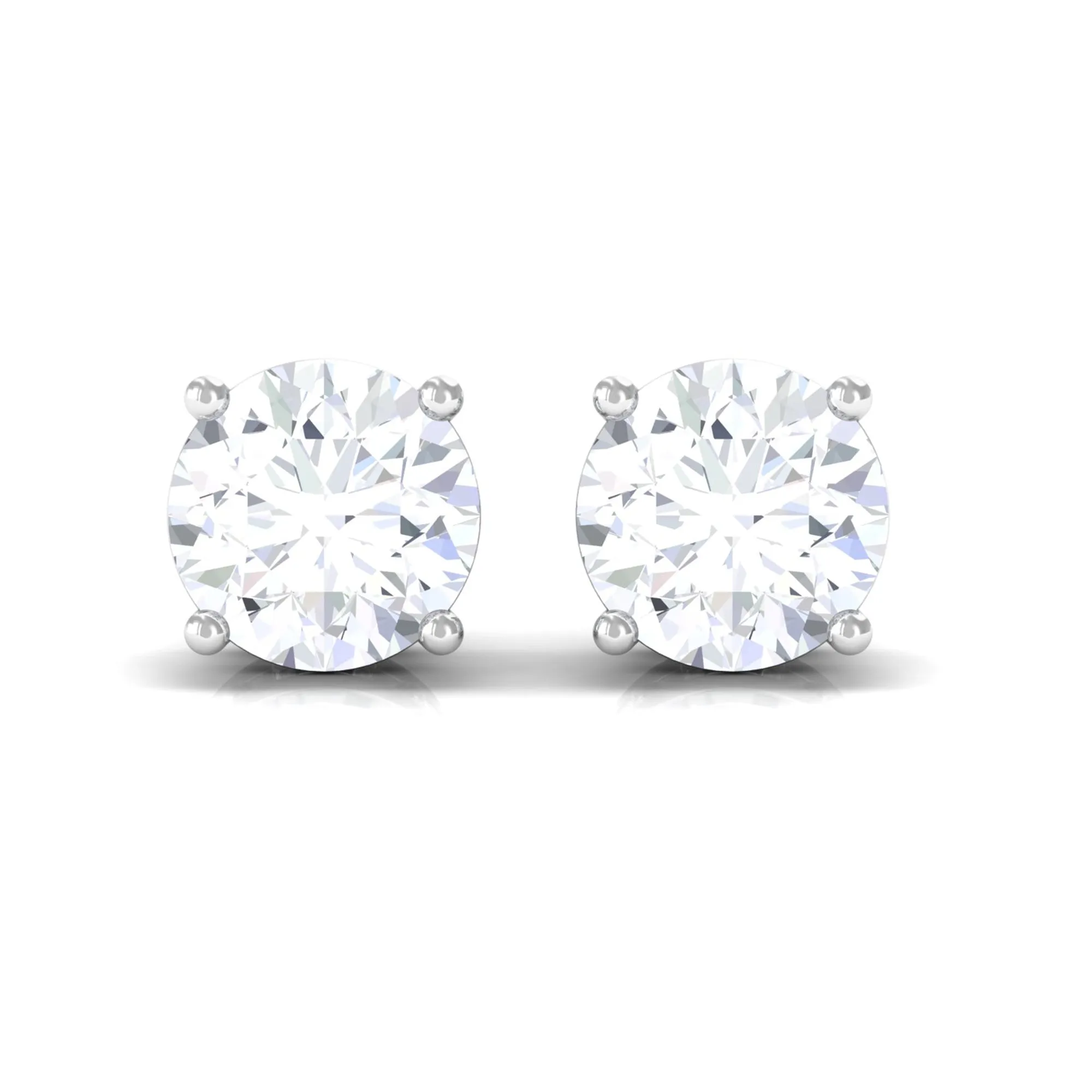 Prong Set Round Diamond Solitaire Stud Earrings