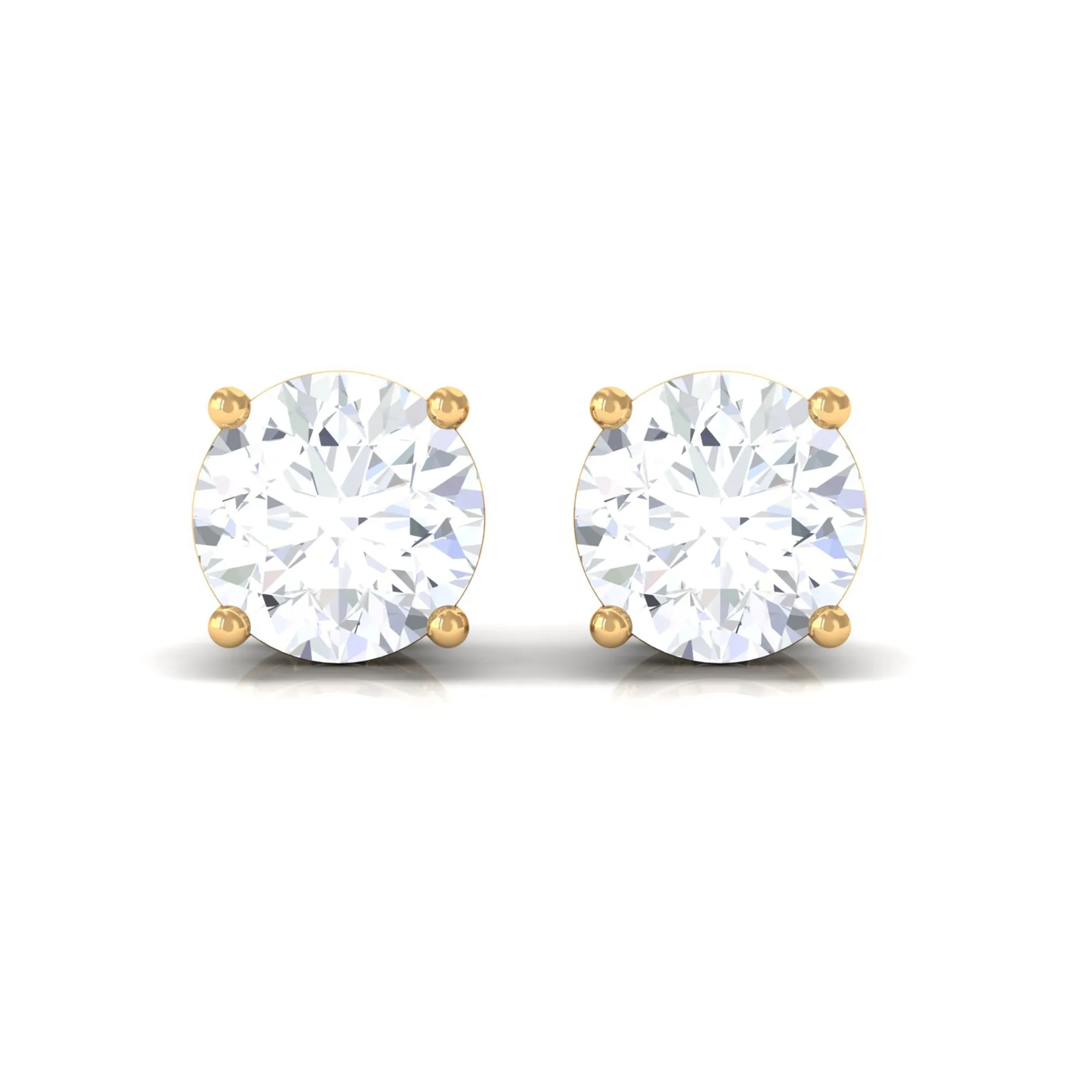 Prong Set Round Diamond Solitaire Stud Earrings