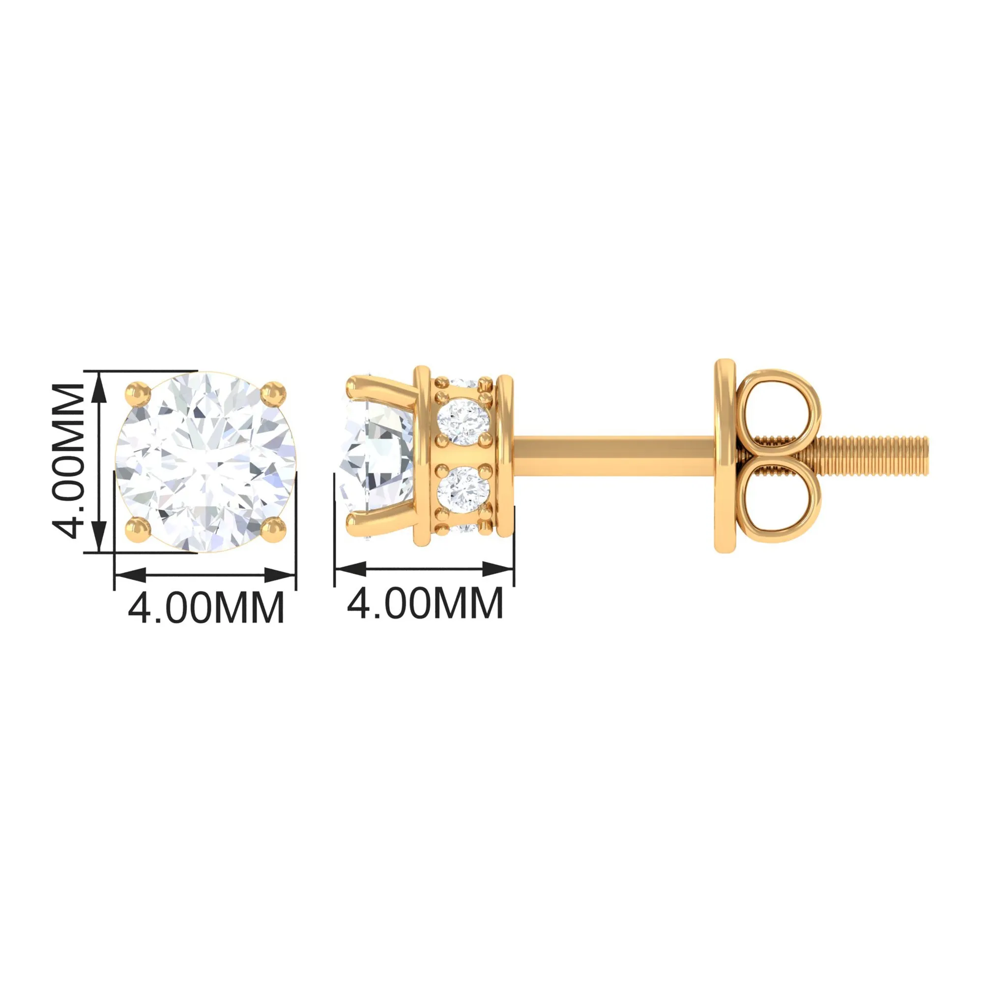 Prong Set Round Diamond Solitaire Stud Earrings