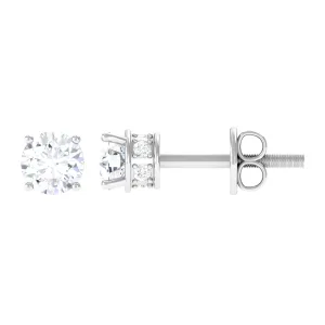 Prong Set Round Diamond Solitaire Stud Earrings